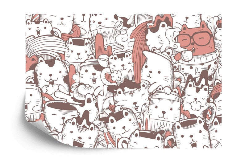 Soft Nursery Wallpaper Mural, Colorful Girl's Room Decor
