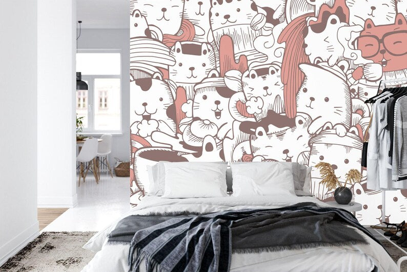 Soft Nursery Wallpaper Mural, Colorful Girl's Room Decor