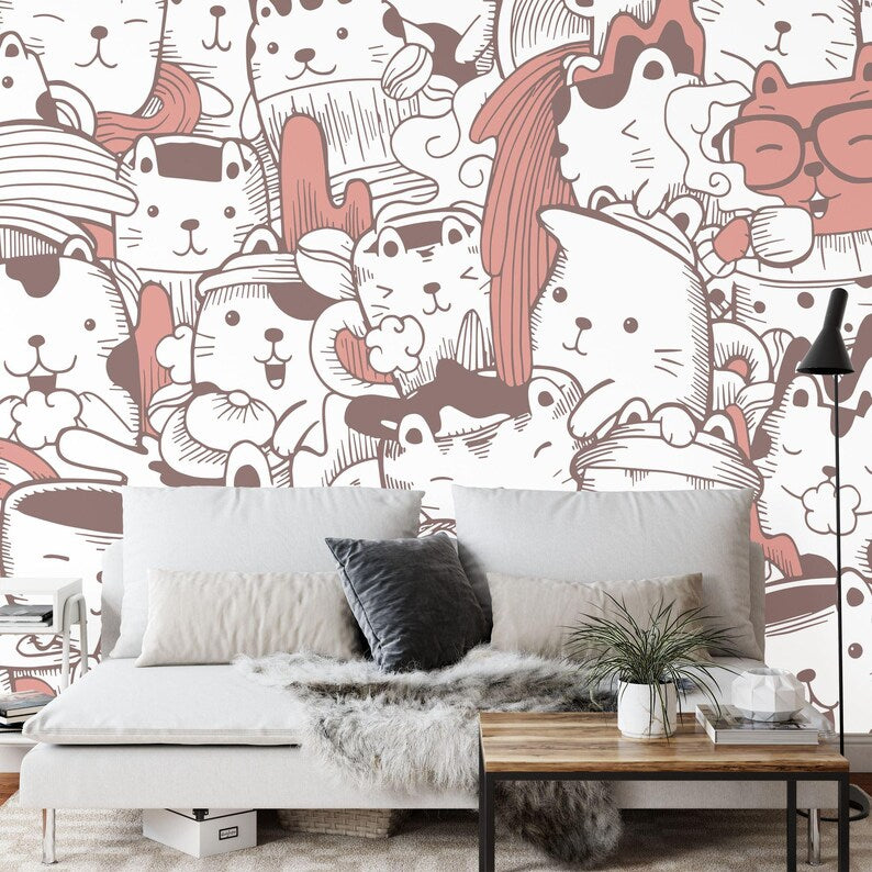 Soft Nursery Wallpaper Mural, Colorful Girl's Room Decor