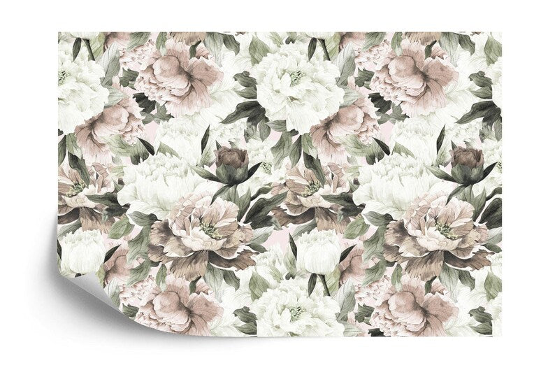 Watercolor Peony Wallpaper Mural | Baroque Floral