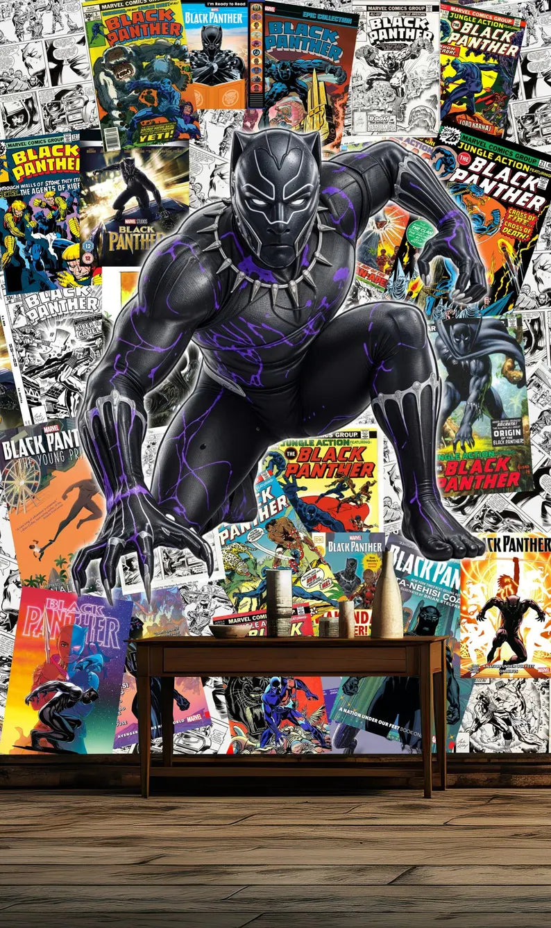 Black Panther Comic Mural, Kids Room Decor