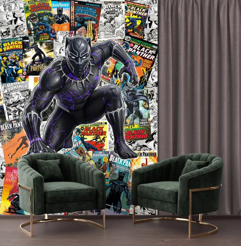 Black Panther Comic Mural, Kids Room Decor