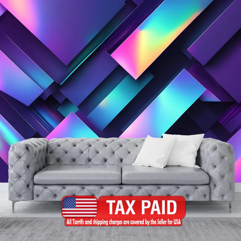Abstract 3D Holographic Wall Mural, Peel and Stick Wallpaper