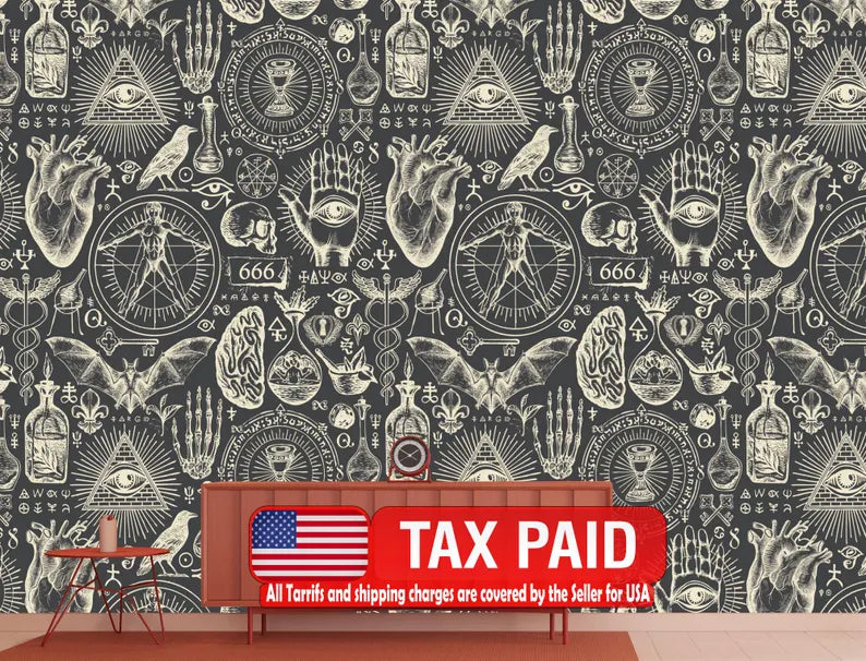 Esoteric Alchemy Wallpaper Mural - Vintage Gothic