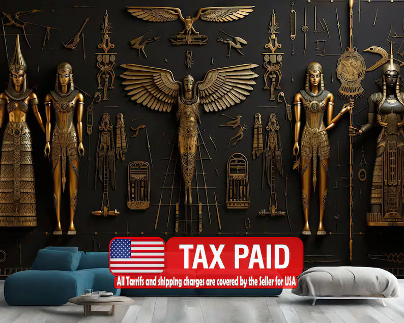 Ancient Egyptian Hieroglyphs Wallpaper Mural