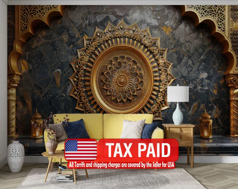 Islamic Arches Wallpaper Mural, Arabian Nights Decor wallpaper mural showing the full design clearly for modern interior wal