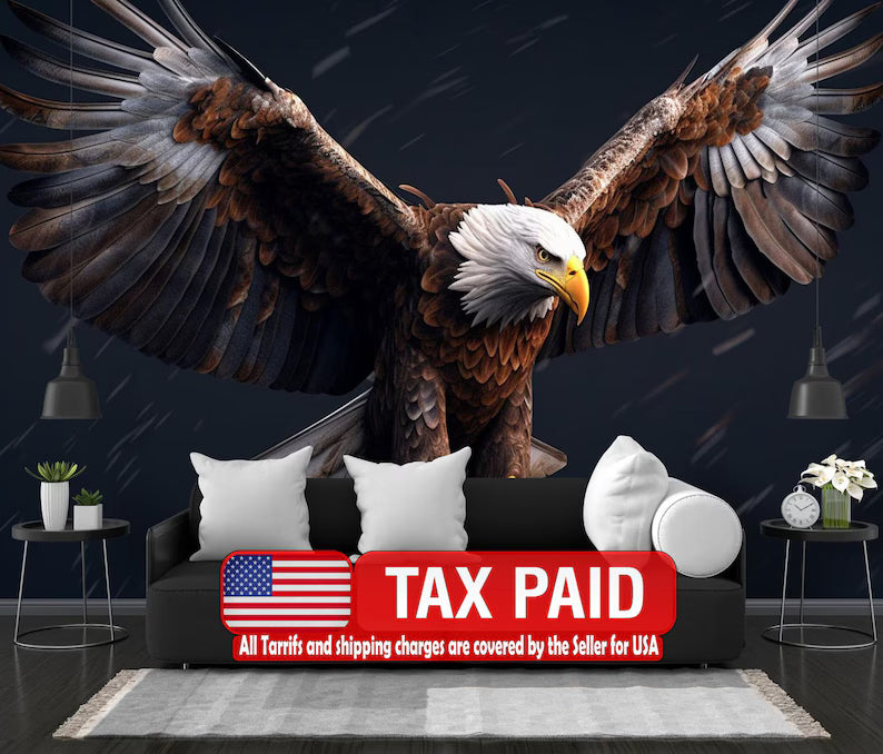 Bald Eagle In Flight Wallpaper Mural Art Print