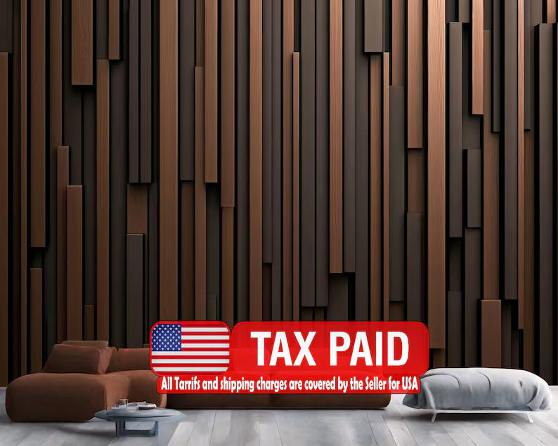 Wallpaper, Brown and Black Striped Wooden Wall Mural