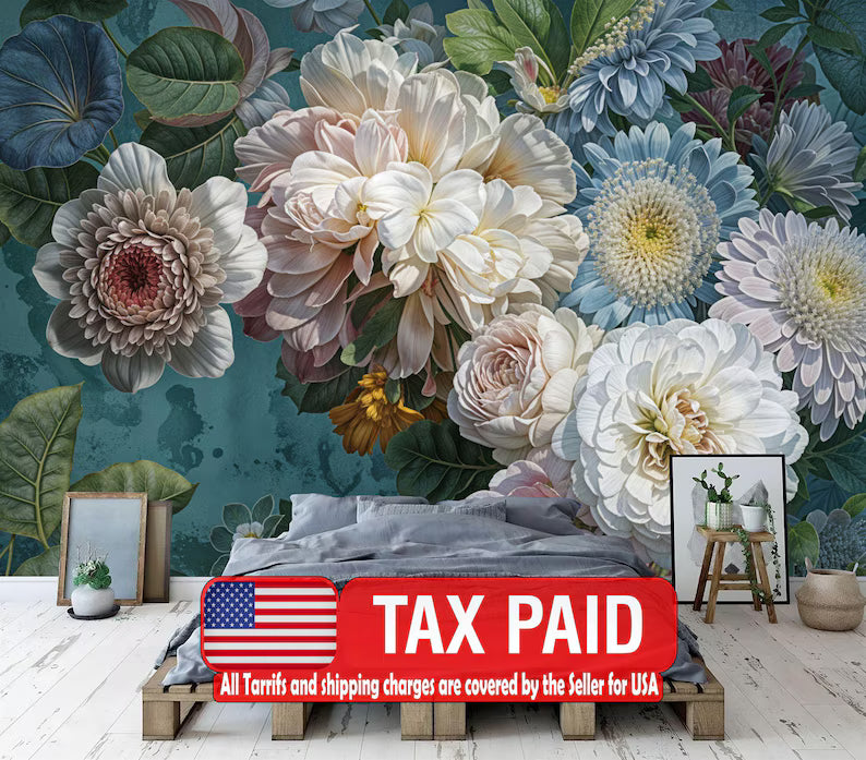 Baroque Flowers Rich Deep Colors Peonies - luxurious floral wall art with deep tones