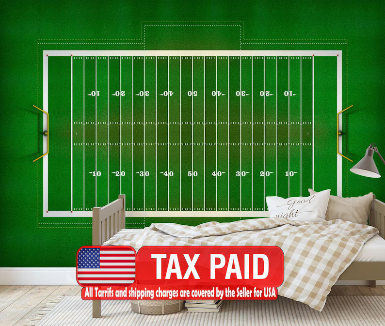 American Football Field Wallpaper Mural, Kids Room Decor