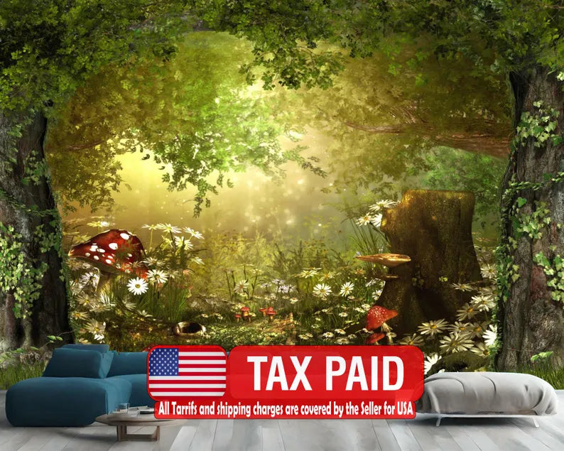 Fairy Forest Wallpaper Mural, Enchanting Woodland Nursery