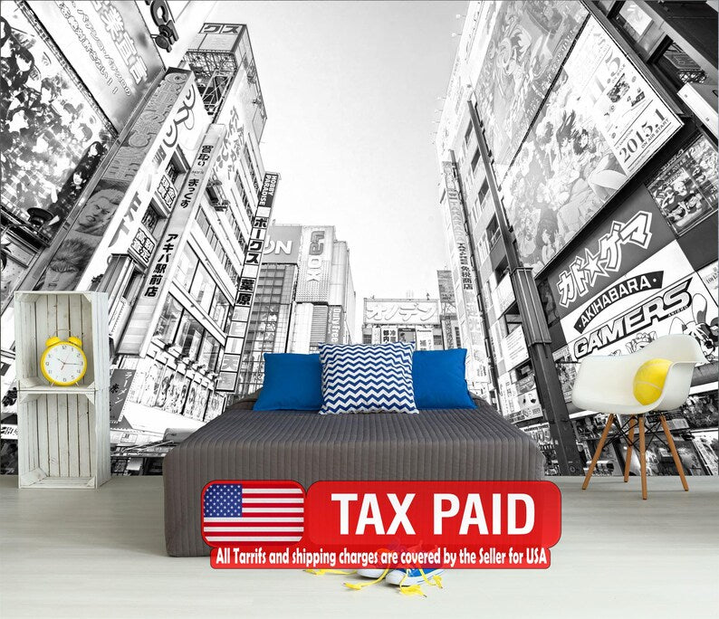 Tokyo City Street Wallpaper Mural, Anime Room