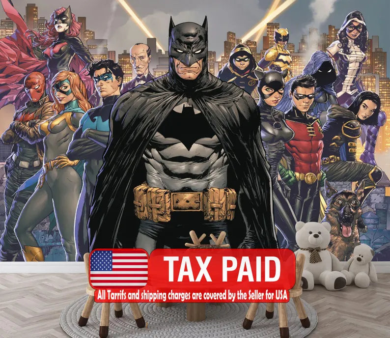 Superhero Wallpaper Mural, Kids Room Decor Gift