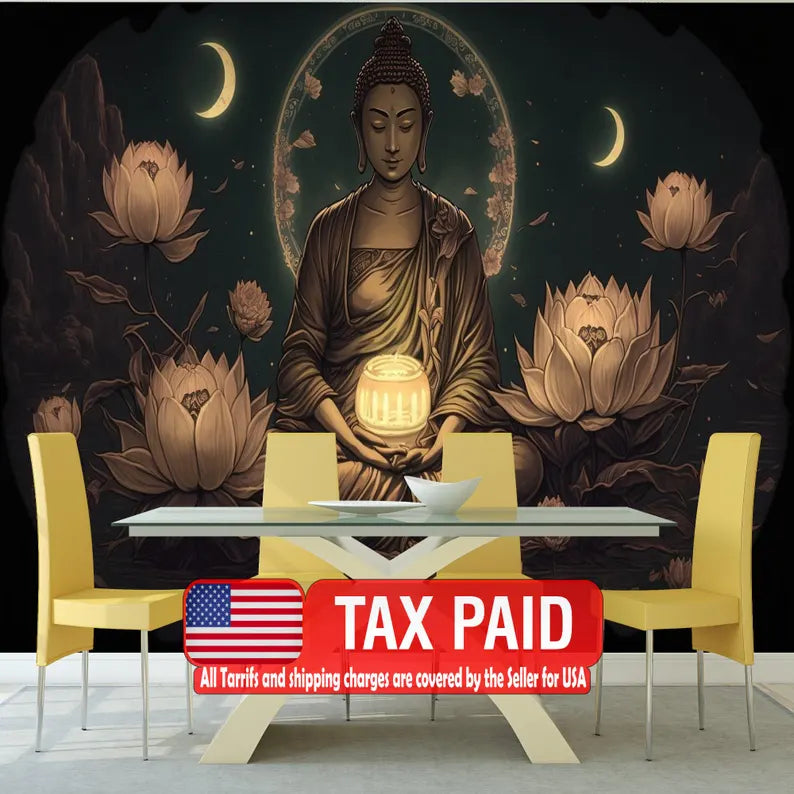 Meditating Buddha Wallpaper Mural - Removable