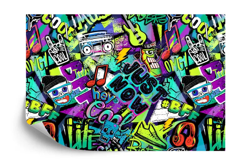 Graffiti Street Wallpaper Mural, Urban Abstract Art Print