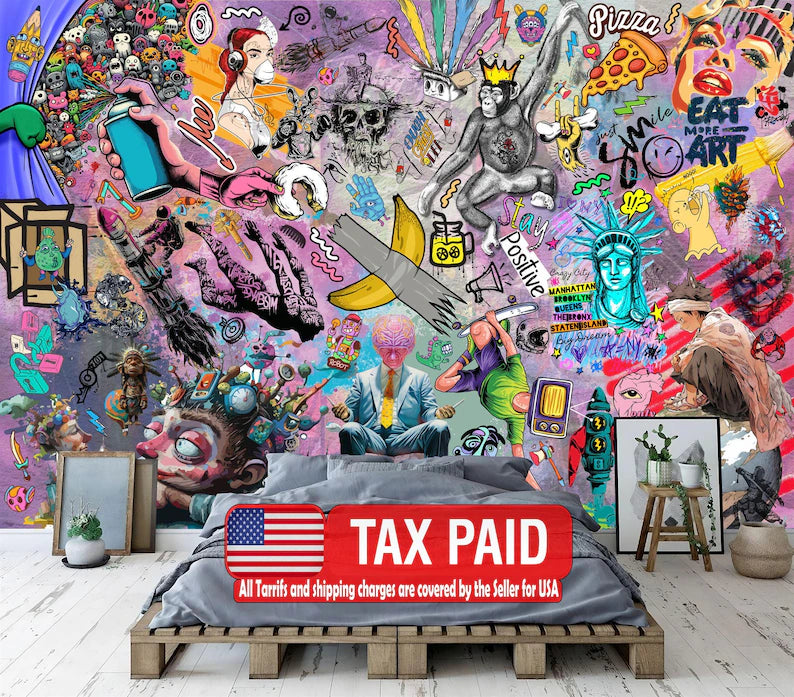 Street Art Graffiti Wallpaper Mural: Modern Urban Style