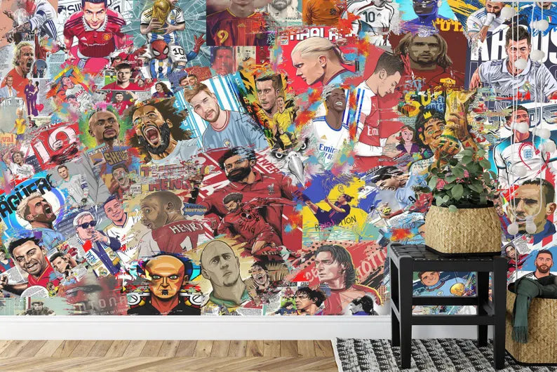 Football Soccer, Legends Wallpaper Mural, Boys Room Decor