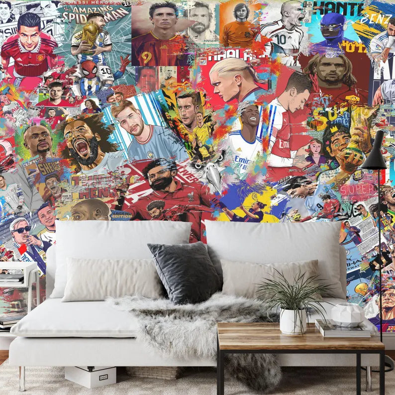 Football Soccer, Legends Wallpaper Mural, Boys Room Decor