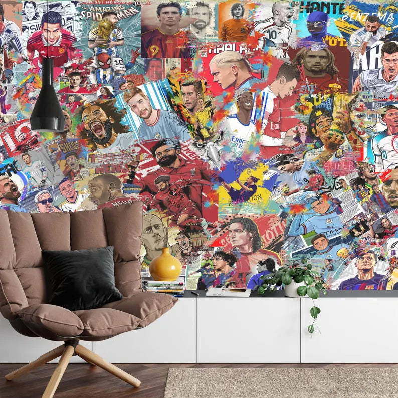 Football Soccer, Legends Wallpaper Mural, Boys Room Decor