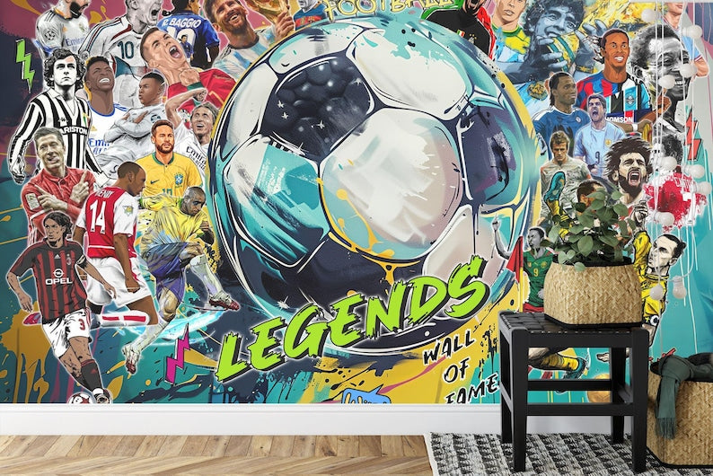 Football Soccer, Legends Wallpaper Mural, Boys Room Decor