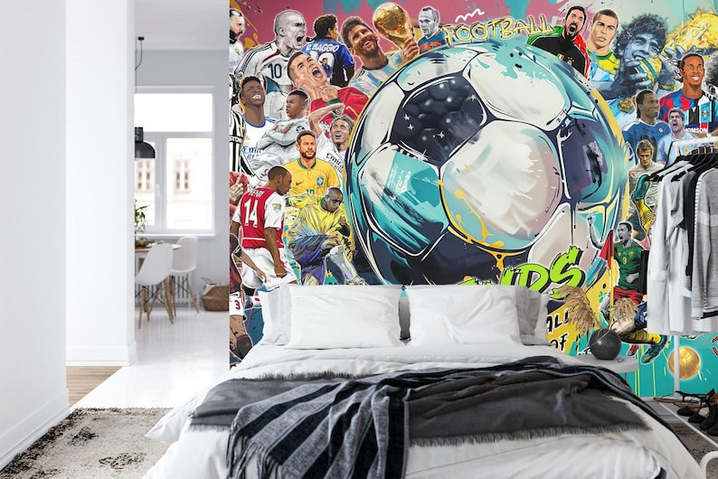 Football Soccer, Legends Wallpaper Mural, Boys Room Decor