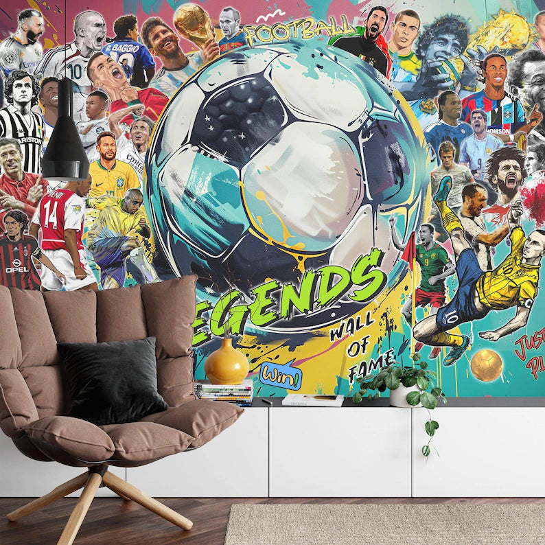 Football Soccer, Legends Wallpaper Mural, Boys Room Decor