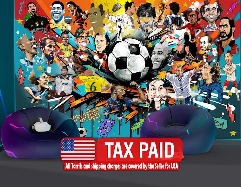 Football Legends Wallpaper Mural, Boys Room Decor