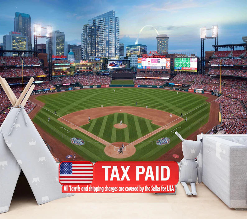 MLB Baseball Stadium Wallpaper Mural, Kids Room Decor