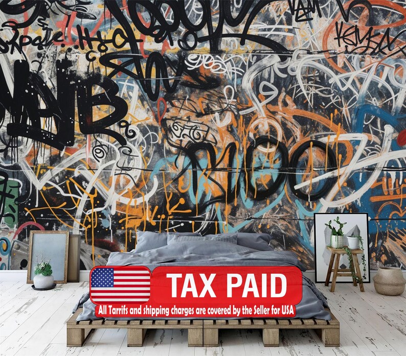 Graffiti Street Wallpaper Mural, Urban Abstract Art