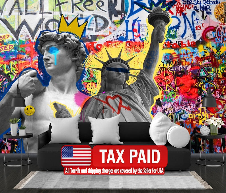 Graffiti Street Art Wallpaper Mural – Modern Urban Style Decor