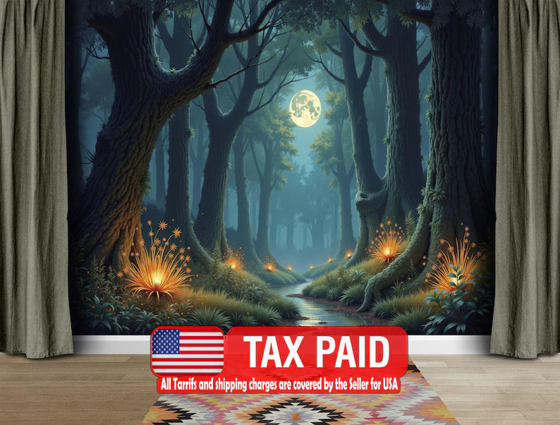 Magical Moonlit River Wallpaper Mural