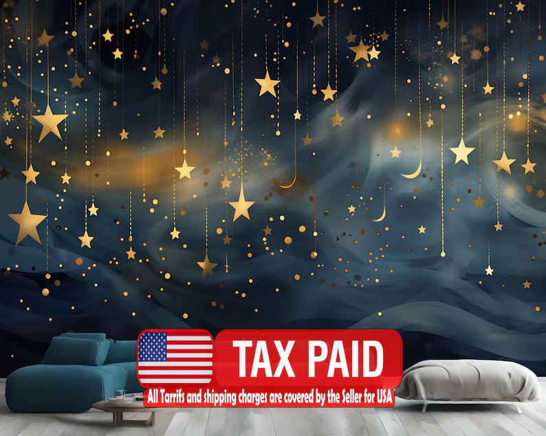 Night Sky Stars & Moon Wallpaper Mural Wall Decal