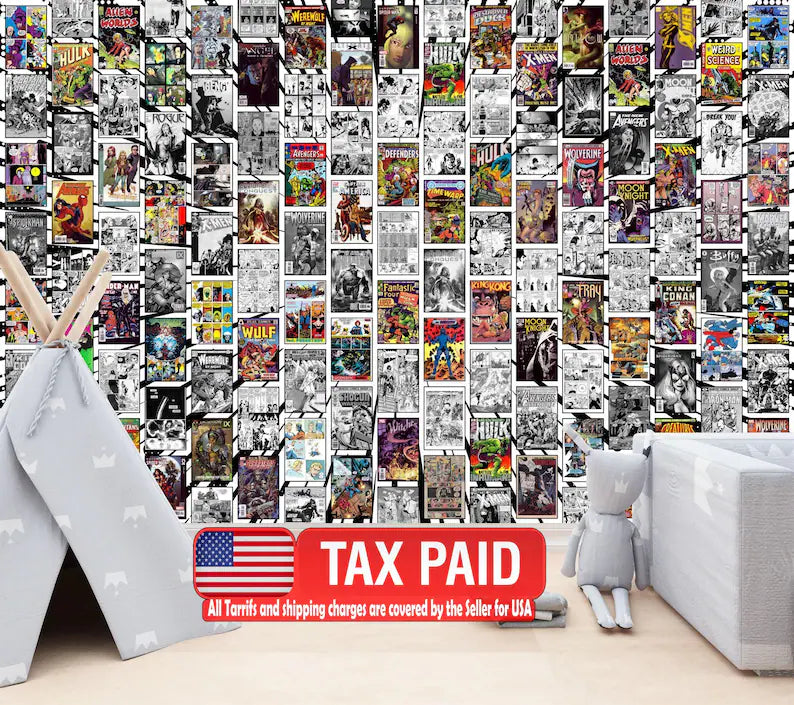 Vintage Comic Book Collage Wallpaper Mural