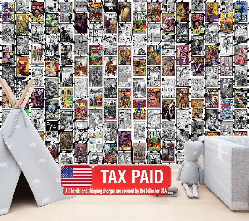 Vintage Comic Book Collage Wallpaper Mural