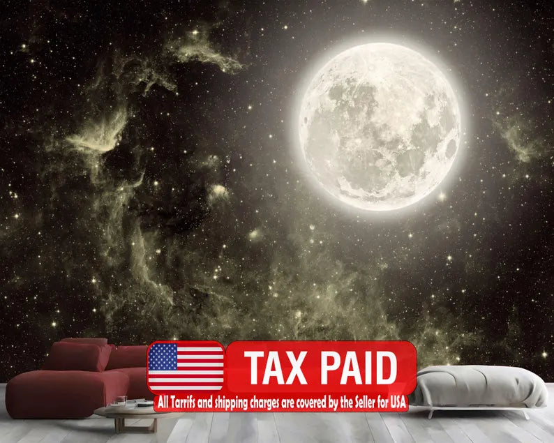 Night Sky Moon Stars Wallpaper Mural