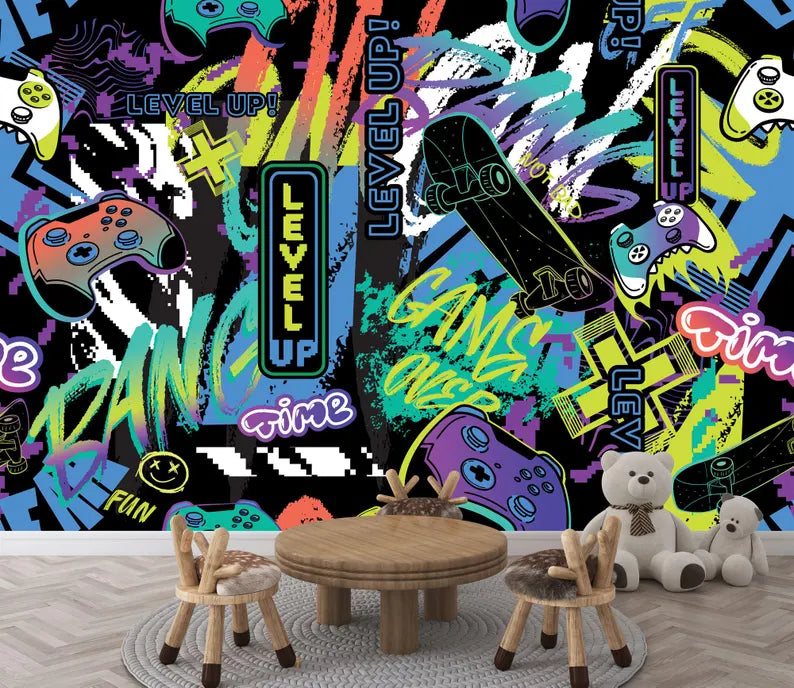 Graffiti Street Wallpaper Mural, Urban Abstract Art Print