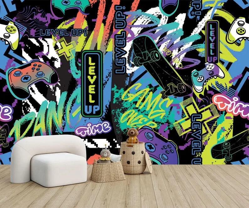 Graffiti Street Wallpaper Mural, Urban Abstract Art Print
