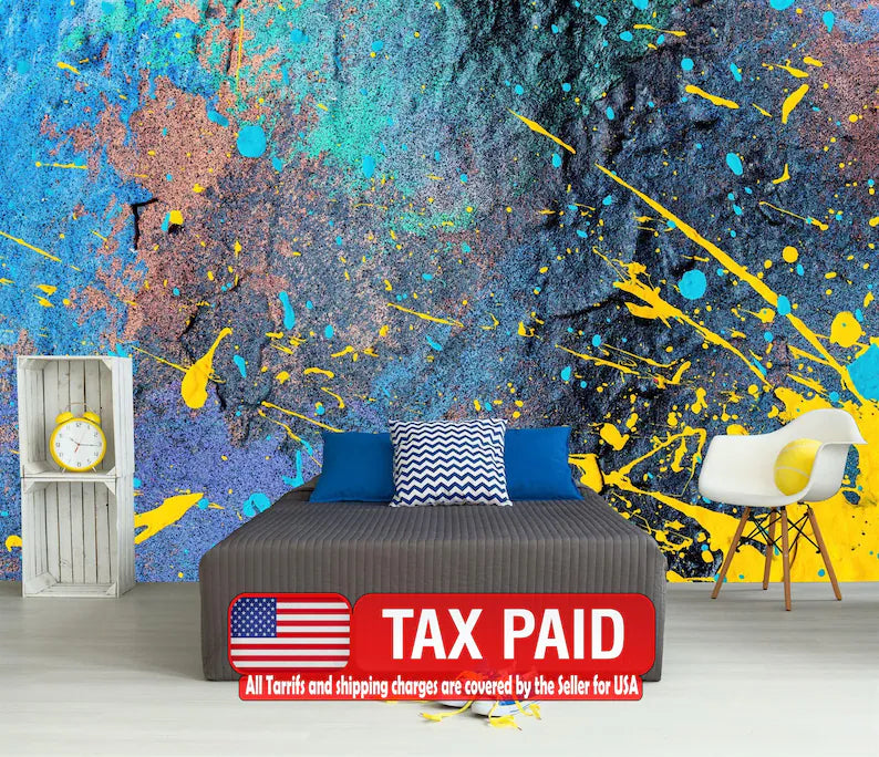 Graffiti Paint Splatter Wallpaper Mural | Colorful Art Print
