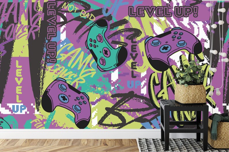 Gaming Graffiti Mural: Urban Abstract Gift Art Print