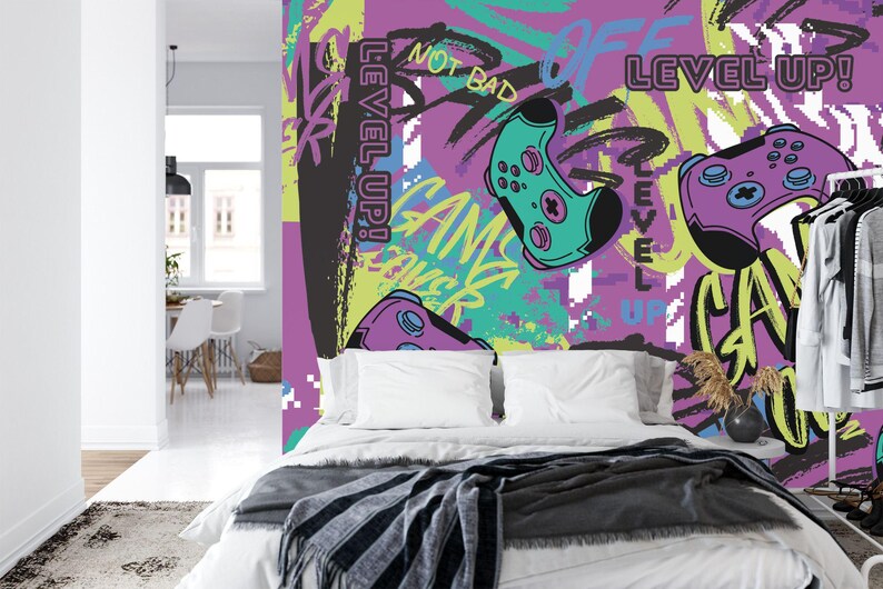 Gaming Graffiti Mural: Urban Abstract Gift Art Print