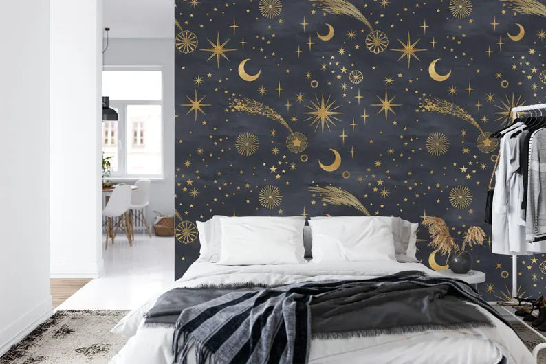 Starry Night Peel and Stick Wallpaper | Elegant Sky Mural