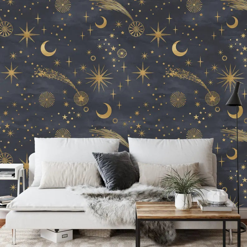 Starry Night Peel and Stick Wallpaper | Elegant Sky Mural