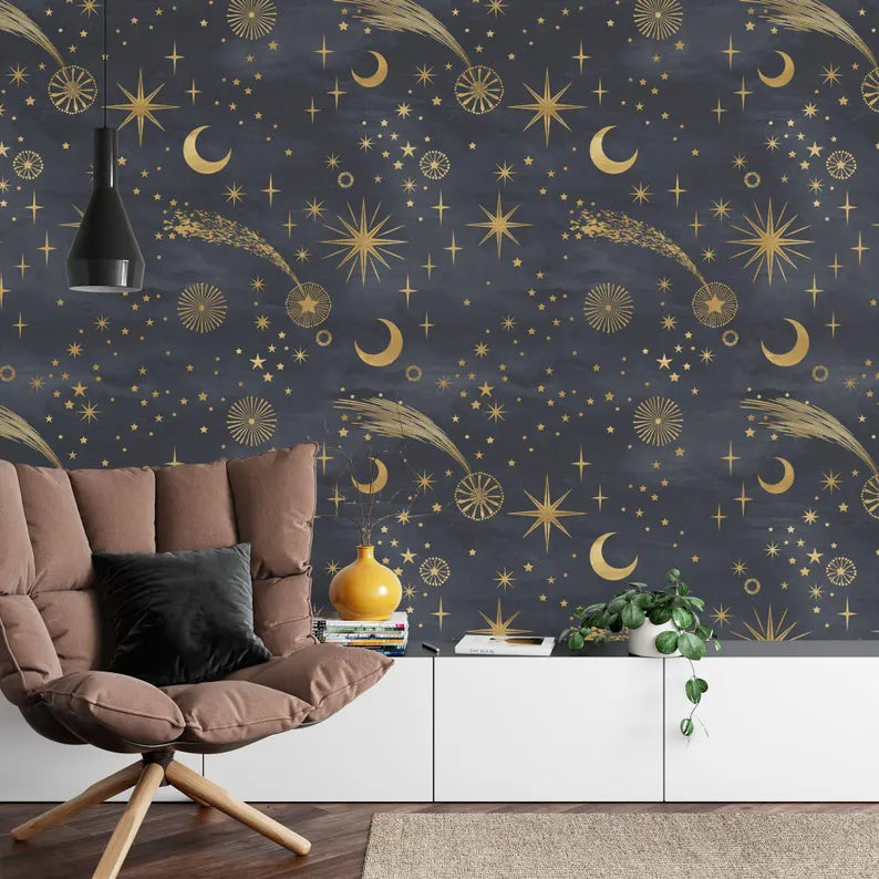 Starry Night Peel and Stick Wallpaper | Elegant Sky Mural
