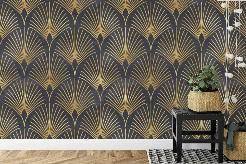 Geometric Art Deco Wallpaper Mural - Peel and Stick Wall Decal