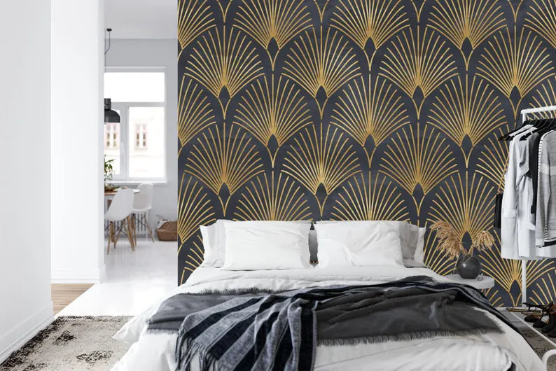 Geometric Art Deco Wallpaper Mural - Peel and Stick Wall Decal