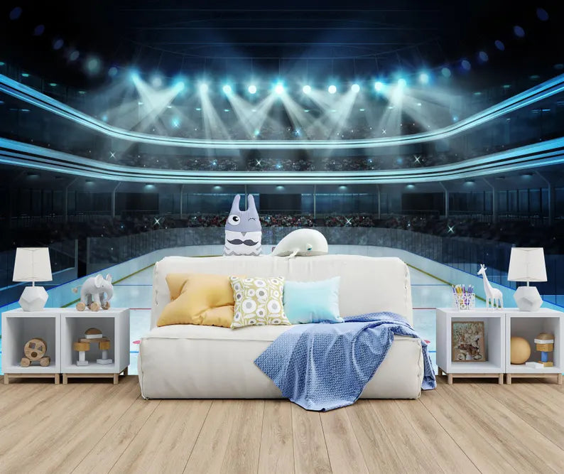 Hockey Arena Stadium Wallpaper Mural for Kids