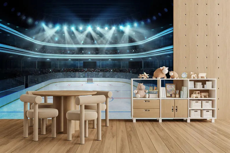 Hockey Arena Stadium Wallpaper Mural for Kids