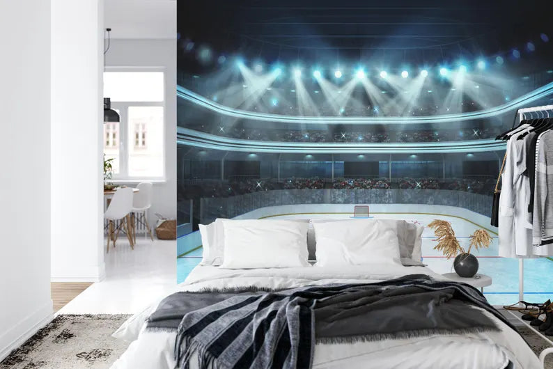 Hockey Arena Stadium Wallpaper Mural for Kids