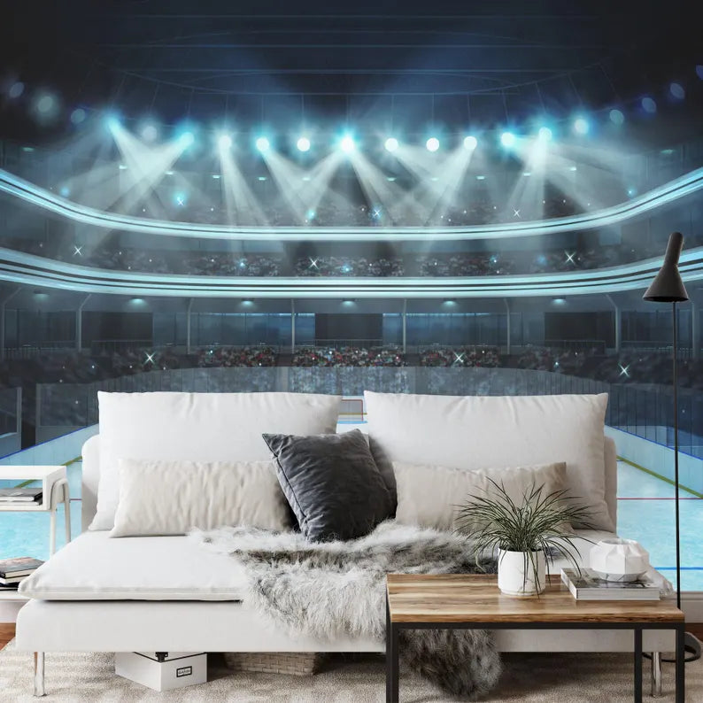 Hockey Arena Stadium Wallpaper Mural for Kids
