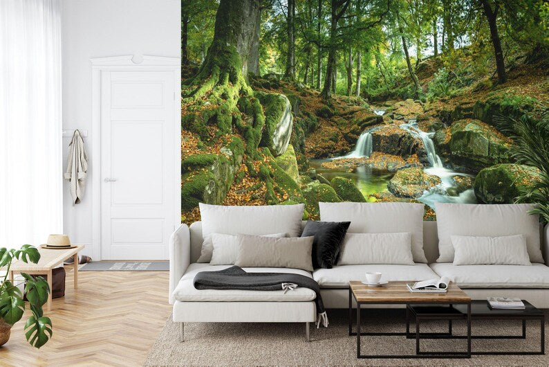 Golitha Falls River Mural, Peel and Stick Wallpaper